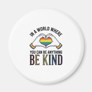 Be Kind Rainbow Heart Hands Vintage Vector Design_ Magnet
