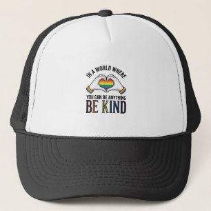 Be Kind Rainbow Heart Hands Vintage Vector Design_ Trucker Hat