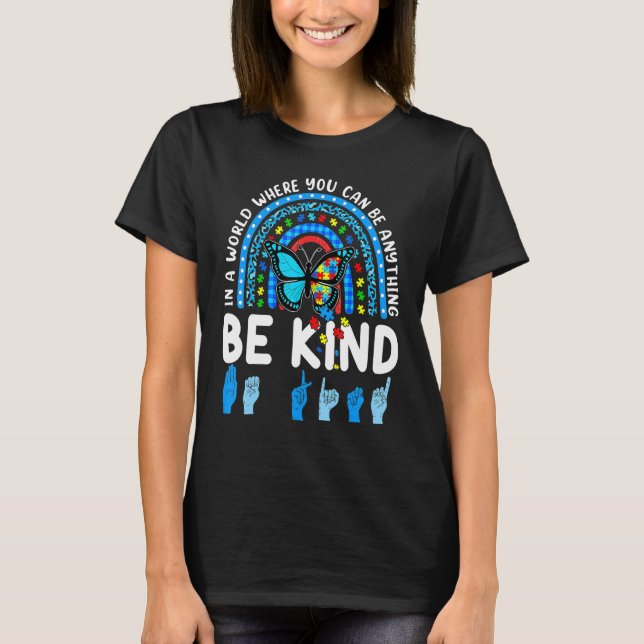 Be Kind Rainbow Kindness Blue Autism Awareness Sup T-Shirt (Front)