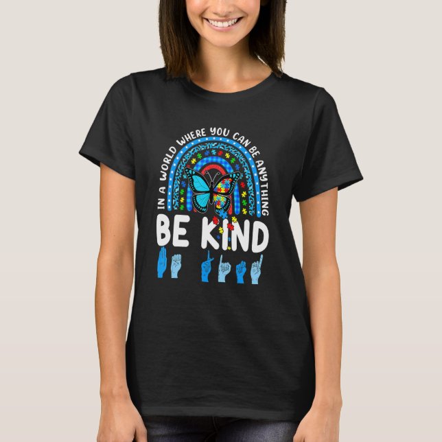 Be Kind Rainbow Kindness Blue Autism Awareness Sup T-Shirt (Front)