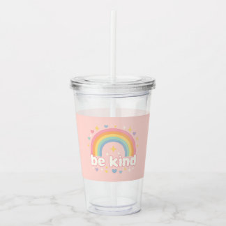 Be Kind – Rainbow Pastel Positivity Acrylic Tumbler
