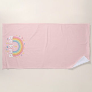 Be Kind – Rainbow Pastel Positivity Beach Towel