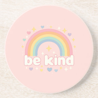 Be Kind – Rainbow Pastel Positivity Coaster