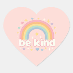 Be Kind – Rainbow Pastel Positivity Heart Sticker