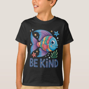 Be Kind Rainbow Scale Fish Teacher Reading Book To T-Shirt