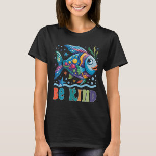 Be Kind Rainbow Scale Fish Teacher Reading Book To T-Shirt