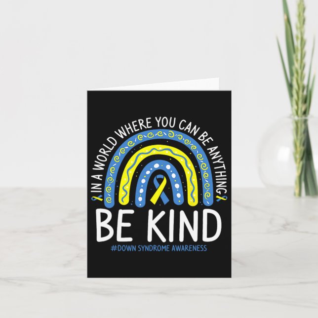 Be Kind Rainbow World Down Syndrome Awareness Day  Card (Front)