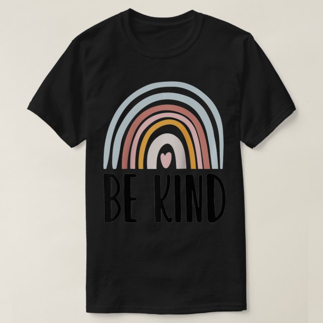Be Kind Retro Boho Be A Good Human Rainbow Summer  T-Shirt (Design Front)