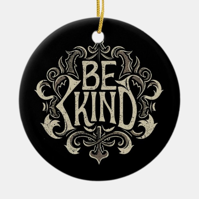 Be Kind Retro Ceramic Tree Decoration (Front)