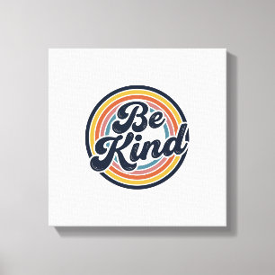 Be Kind Retro Rainbow Vintage Shirt Design_1 Canvas Print