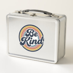 Be Kind Retro Rainbow Vintage Shirt Design_1 Metal Lunch Box