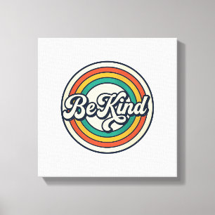 Be Kind Retro Rainbow Vintage Shirt Design_2 Canvas Print