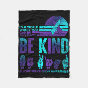 Be Kind Retro Vintage Suicide Prevention Awareness Fleece Blanket