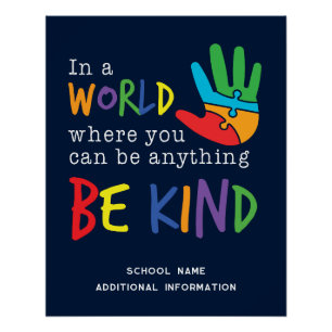Be Kind School Teacher Colourful Modern Poster