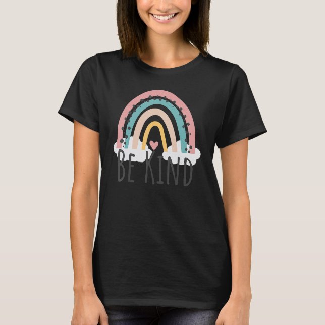 Be Kind Shirt Cute Rainbow Positive Quotes Inspira (Front)