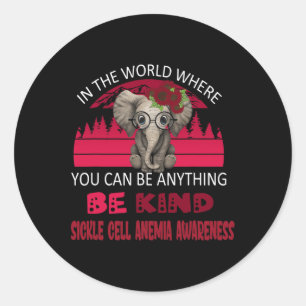 Be Kind Sickle Cell Anaemia Awareness Elephant Ret Classic Round Sticker
