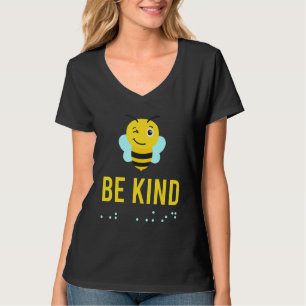Be Kind Sign Braille Language Bee Smile Graphic Ye T-Shirt