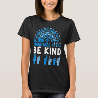 Be Kind Sign Language Asl Puzzle Rainbow Autism Aw T-Shirt