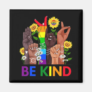 Be Kind Sign Language Hand Talking LGBTQ Gay Les P Magnet