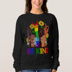 Be Kind Sign Language Hand Talking Lgbtq+ Gay Les Sweatshirt