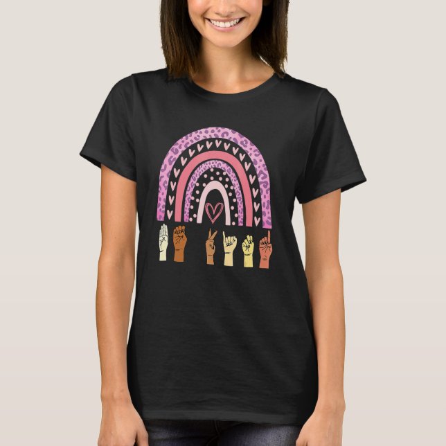 Be Kind Sign Language Hand Talking Teachers Interp T-Shirt (Front)