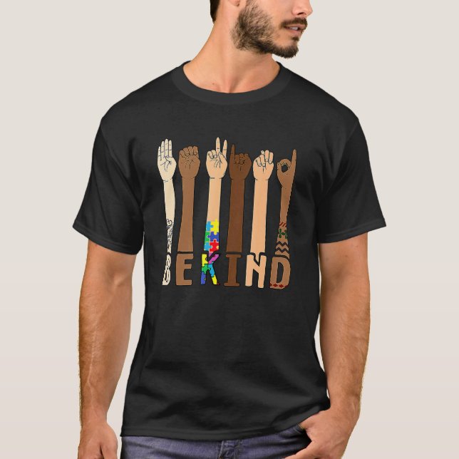 Be Kind Sign Language Hand Talking Teachers Interp T-Shirt (Front)