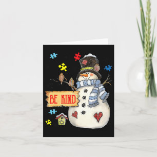 Be Kind Snowman Puzzle Autism Awareness Funny Fami Card