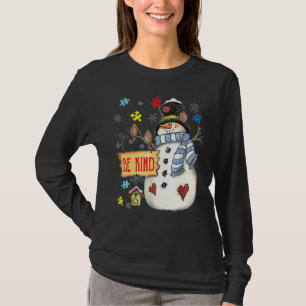 Be Kind Snowman Puzzle Autism Awareness Funny Fami T-Shirt