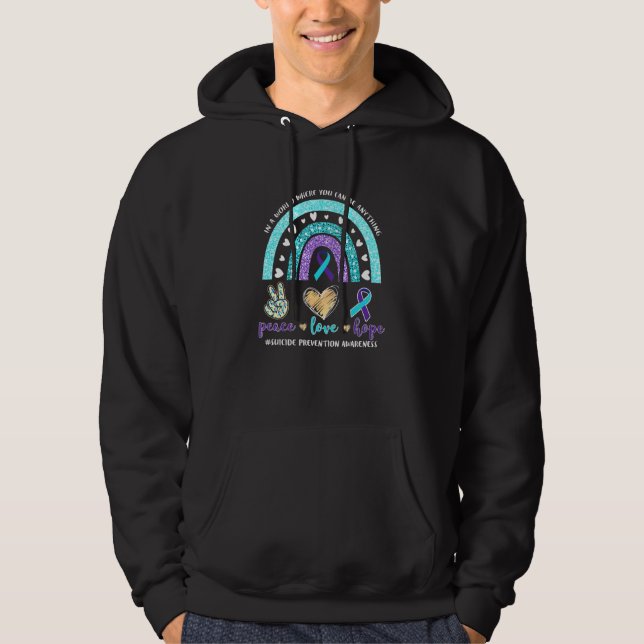 Be Kind Suicide Prevention Rainbow Peace Love Hope Hoodie (Front)