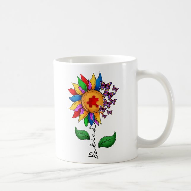 Be Kind Sunflower- Autism Awareness Coffee Mug (Right)