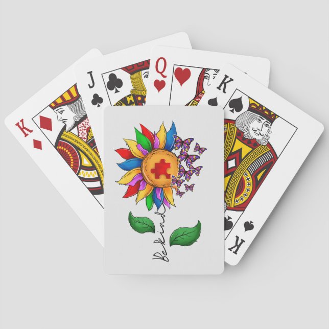 Be Kind Sunflower- Autism Awareness Playing Cards (Back)