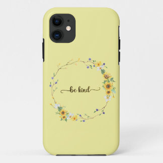 Be Kind, Sunflower Floral Botanical Wreath   Case-Mate iPhone Case