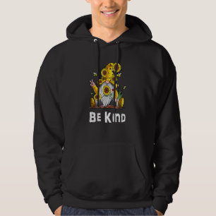Be Kind Sunflower Gnome With Funny Bee Hippie Gnom Hoodie