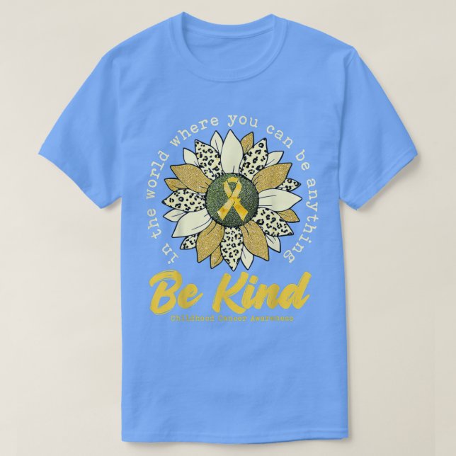 Be Kind Sunflower Gold Childhood Cancer Awareness  T-Shirt (Design Front)