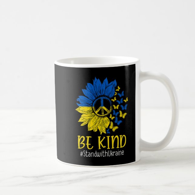 Be Kind Sunflower Peace Love Ukraine Stand With Uk Coffee Mug (Right)