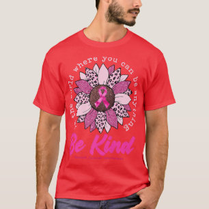 Be Kind Sunflower Pink Breast Cancer Awareness Rib T-Shirt