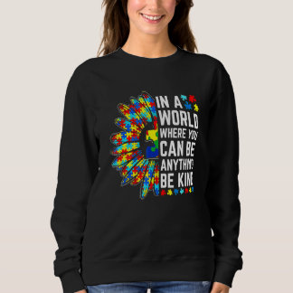Be Kind Sunflower Puzzle Piece Autism Awareness In Sweatshirt
