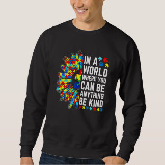 Be Kind Sunflower Puzzle Piece Autism Awareness In Sweatshirt