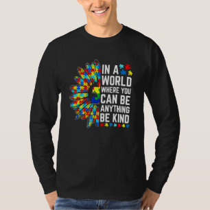 Be Kind Sunflower Puzzle Piece Autism Awareness In T-Shirt