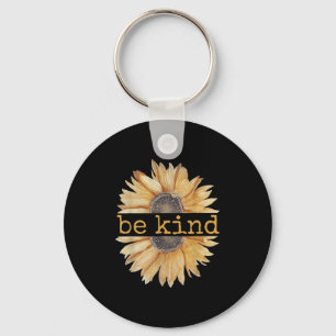 Be Kind Sunflower Retro Vintage Cute Graphic Kindn Key Ring