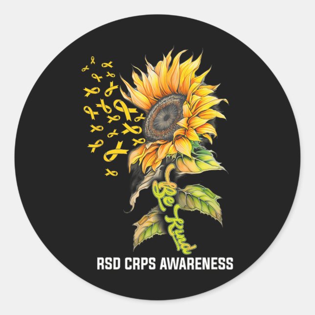 Be Kind Sunflower Rsd Crps Awareness  Classic Round Sticker (Front)