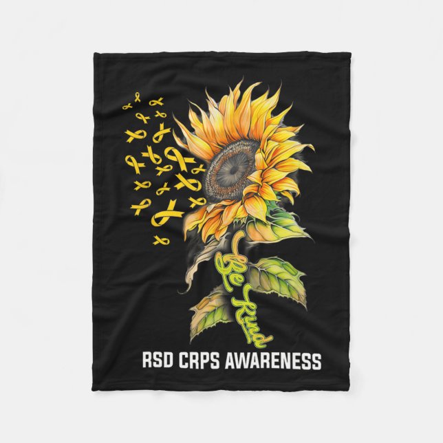 Be Kind Sunflower Rsd Crps Awareness  Fleece Blanket (Front)