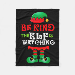 Be Kind Teacher Elf Christmas Anti Bullying Kindne Fleece Blanket