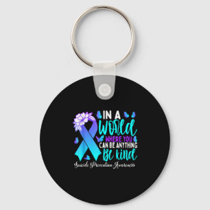 Be Kind Teal Purple Ribbon Suicide Prevention Awar Key Ring