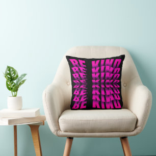 BE KIND TEXT EFFECT PINK TYPOGRAPHY CUSHION