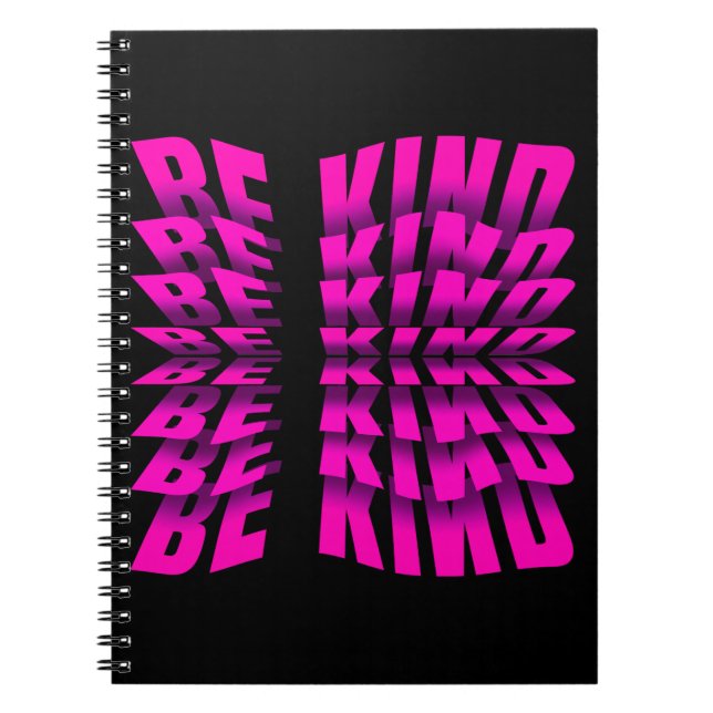 BE KIND TEXT EFFECT PINK TYPOGRAPHY NOTEBOOK (Front)
