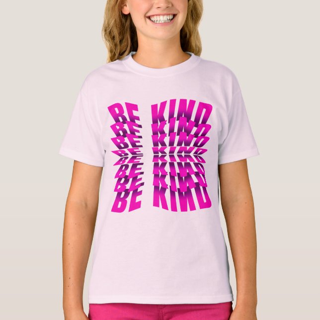BE KIND TEXT EFFECT PINK TYPOGRAPHY T-Shirt (Front)