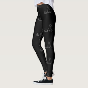Be Kind Text White Line Abstract Heart Kindness Leggings