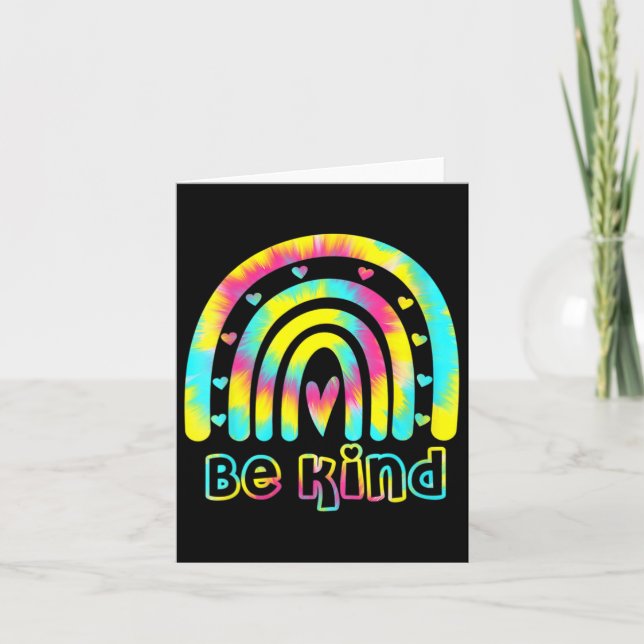 Be Kind Tie Dye Rainbow Kindness Autism Awareness  Card (Front)