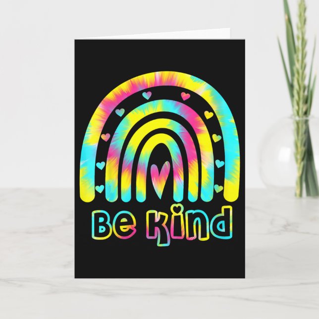 Be Kind Tie Dye Rainbow Kindness Autism Awareness  Card (Front)